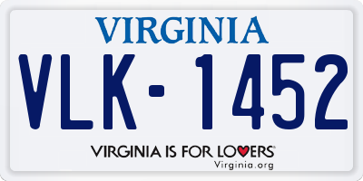 VA license plate VLK1452