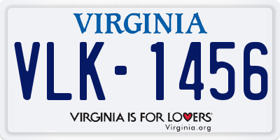 VA license plate VLK1456