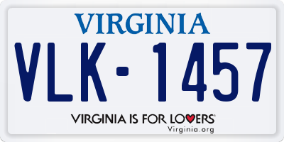 VA license plate VLK1457