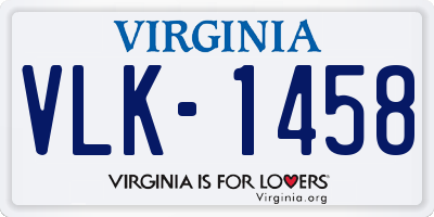 VA license plate VLK1458