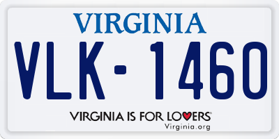 VA license plate VLK1460