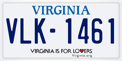 VA license plate VLK1461