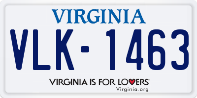 VA license plate VLK1463