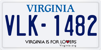 VA license plate VLK1482