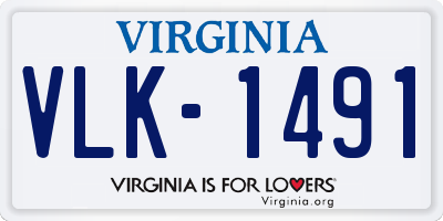 VA license plate VLK1491