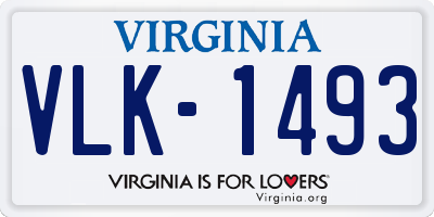 VA license plate VLK1493