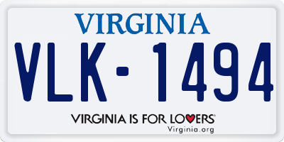 VA license plate VLK1494