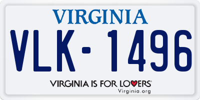 VA license plate VLK1496