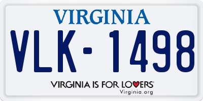 VA license plate VLK1498