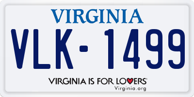 VA license plate VLK1499