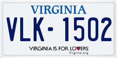 VA license plate VLK1502