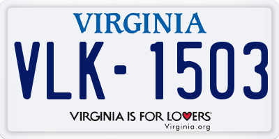 VA license plate VLK1503