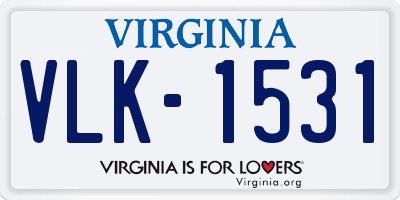 VA license plate VLK1531