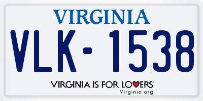 VA license plate VLK1538