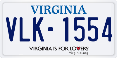 VA license plate VLK1554