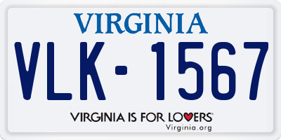 VA license plate VLK1567