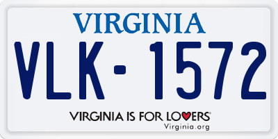 VA license plate VLK1572