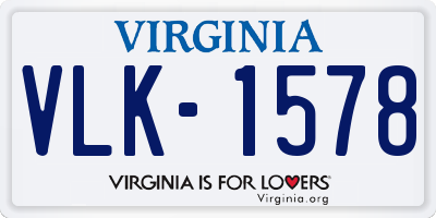 VA license plate VLK1578