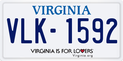 VA license plate VLK1592