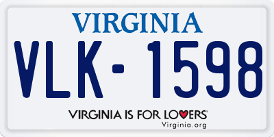 VA license plate VLK1598