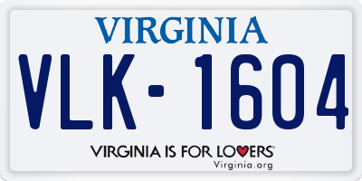 VA license plate VLK1604