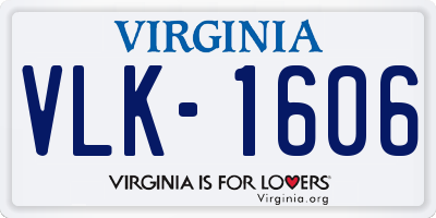 VA license plate VLK1606