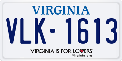 VA license plate VLK1613