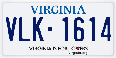 VA license plate VLK1614