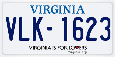 VA license plate VLK1623