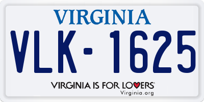 VA license plate VLK1625