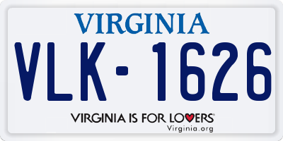 VA license plate VLK1626