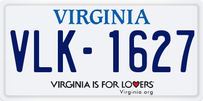 VA license plate VLK1627