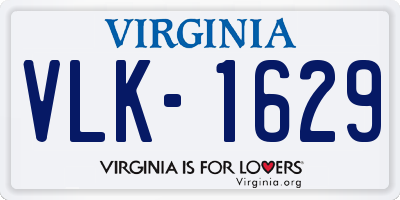 VA license plate VLK1629