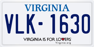 VA license plate VLK1630