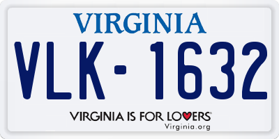 VA license plate VLK1632