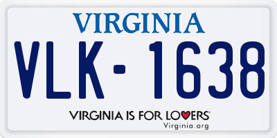 VA license plate VLK1638