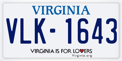 VA license plate VLK1643