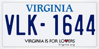 VA license plate VLK1644