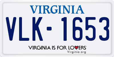 VA license plate VLK1653