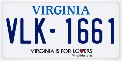 VA license plate VLK1661