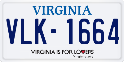 VA license plate VLK1664