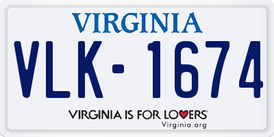 VA license plate VLK1674