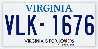 VA license plate VLK1676