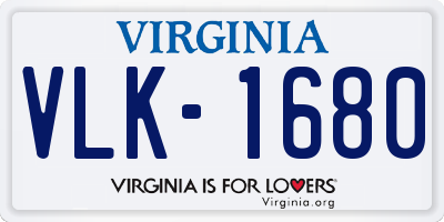 VA license plate VLK1680