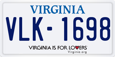 VA license plate VLK1698