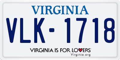 VA license plate VLK1718