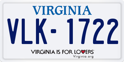 VA license plate VLK1722