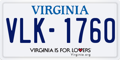 VA license plate VLK1760