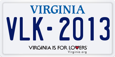 VA license plate VLK2013