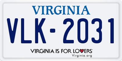 VA license plate VLK2031